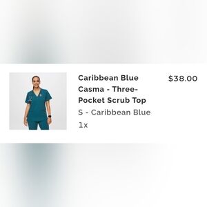 Caribbean Blue Casma - Three-Pocket Scrub Top S - Caribbean Blue